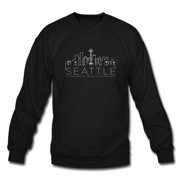 Seattle, Washington Sweatshirt - Skyline Seattle Crewneck Sweatshirt - black