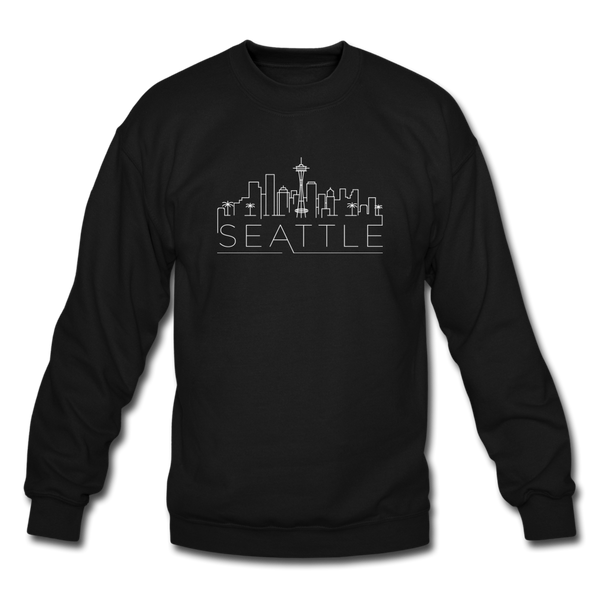 Seattle, Washington Sweatshirt - Skyline Seattle Crewneck Sweatshirt - black