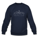 Seattle, Washington Sweatshirt - Skyline Seattle Crewneck Sweatshirt - navy