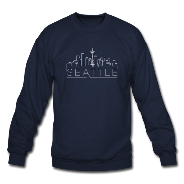 Seattle, Washington Sweatshirt - Skyline Seattle Crewneck Sweatshirt - navy