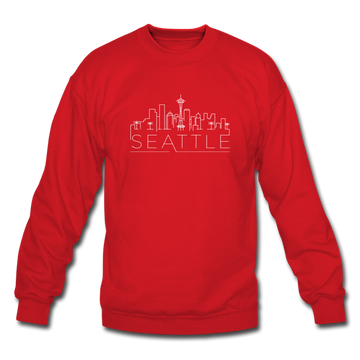 Seattle, Washington Sweatshirt - Skyline Seattle Crewneck Sweatshirt - red