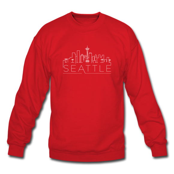 Seattle, Washington Sweatshirt - Skyline Seattle Crewneck Sweatshirt - red