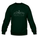 Seattle, Washington Sweatshirt - Skyline Seattle Crewneck Sweatshirt - forest green