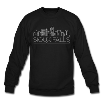 Sioux Falls, South Dakota Sweatshirt - Skyline Sioux Falls Crewneck Sweatshirt - black