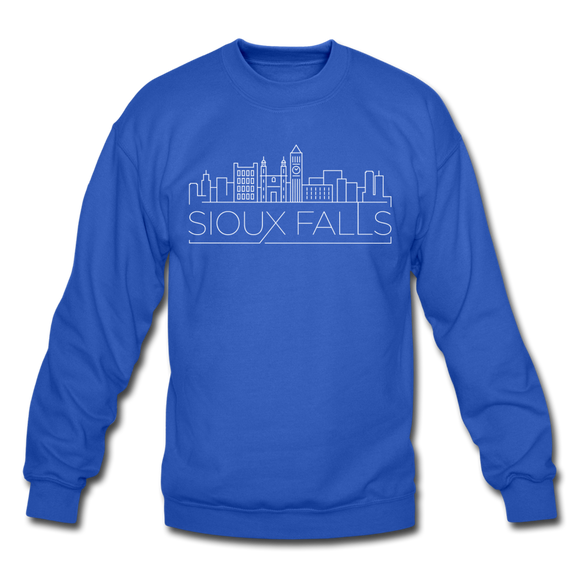 Sioux Falls, South Dakota Sweatshirt - Skyline Sioux Falls Crewneck Sweatshirt - royal blue