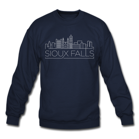 Sioux Falls, South Dakota Sweatshirt - Skyline Sioux Falls Crewneck Sweatshirt - navy