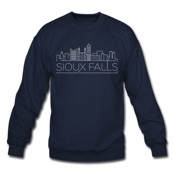 Sioux Falls, South Dakota Sweatshirt - Skyline Sioux Falls Crewneck Sweatshirt - navy