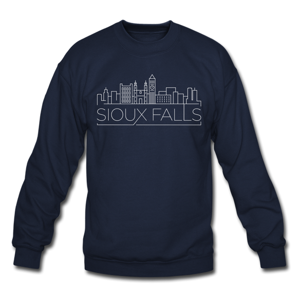 Sioux Falls, South Dakota Sweatshirt - Skyline Sioux Falls Crewneck Sweatshirt - navy