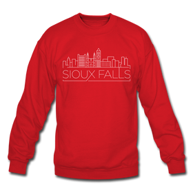 Sioux Falls, South Dakota Sweatshirt - Skyline Sioux Falls Crewneck Sweatshirt - red