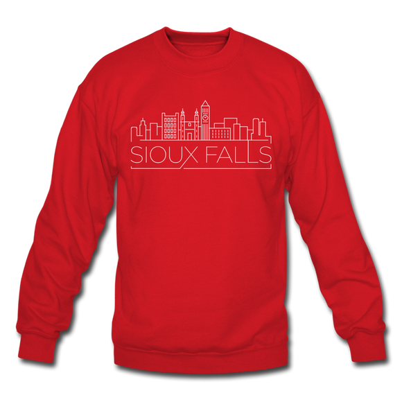 Sioux Falls, South Dakota Sweatshirt - Skyline Sioux Falls Crewneck Sweatshirt - red
