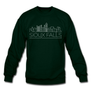 Sioux Falls, South Dakota Sweatshirt - Skyline Sioux Falls Crewneck Sweatshirt - forest green