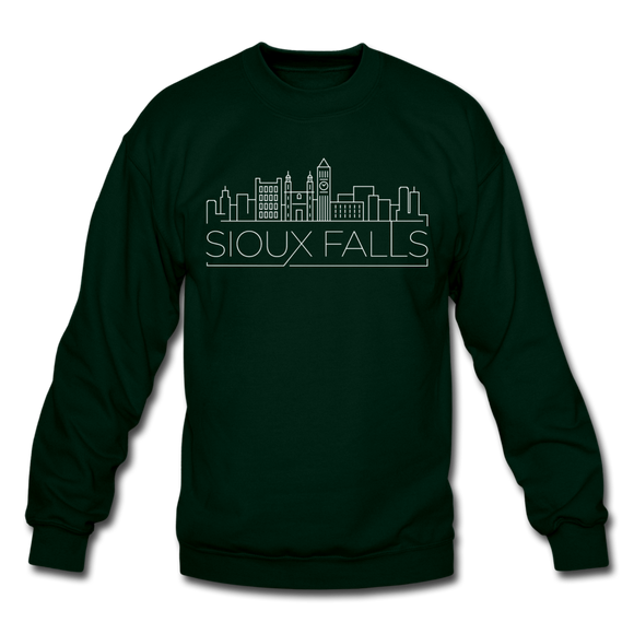 Sioux Falls, South Dakota Sweatshirt - Skyline Sioux Falls Crewneck Sweatshirt - forest green