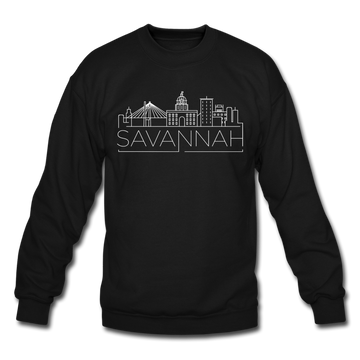Savannah, Georgia Sweatshirt - Skyline Savannah Crewneck Sweatshirt - black