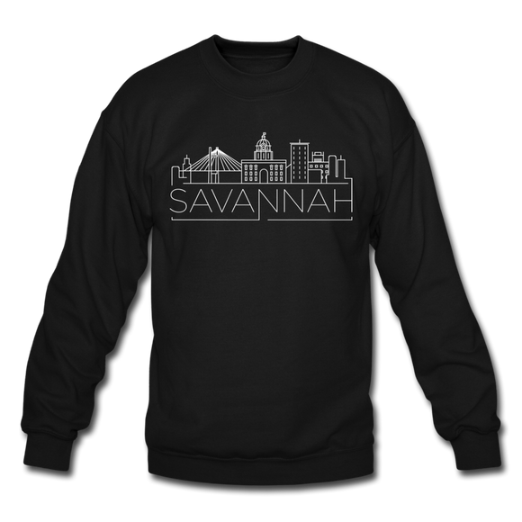 Savannah, Georgia Sweatshirt - Skyline Savannah Crewneck Sweatshirt - black