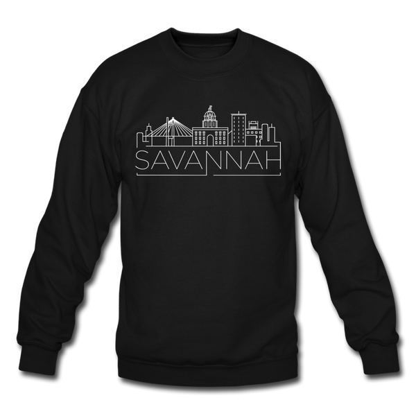 Savannah, Georgia Sweatshirt - Skyline Savannah Crewneck Sweatshirt - black