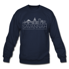 Savannah, Georgia Sweatshirt - Skyline Savannah Crewneck Sweatshirt - navy