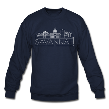 Savannah, Georgia Sweatshirt - Skyline Savannah Crewneck Sweatshirt - navy