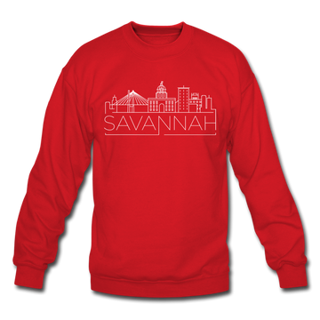 Savannah, Georgia Sweatshirt - Skyline Savannah Crewneck Sweatshirt - red