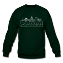 Savannah, Georgia Sweatshirt - Skyline Savannah Crewneck Sweatshirt - forest green