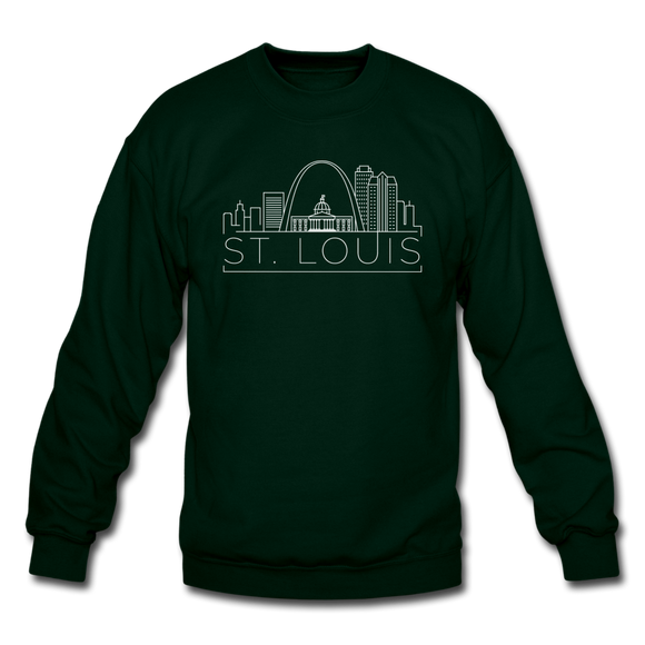 St. Louis, Missouri Sweatshirt - Skyline St. Louis Crewneck Sweatshirt - forest green