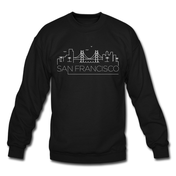 San Francisco, California Sweatshirt - Skyline San Francisco Crewneck Sweatshirt - black