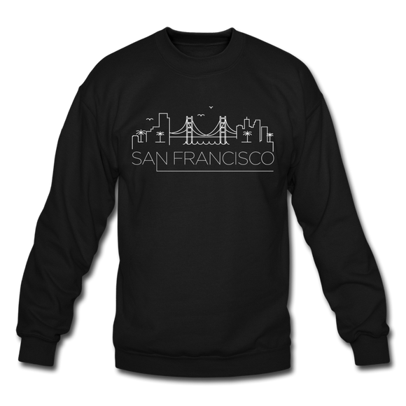 San Francisco, California Sweatshirt - Skyline San Francisco Crewneck Sweatshirt - black