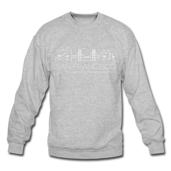 San Francisco, California Sweatshirt - Skyline San Francisco Crewneck Sweatshirt - heather gray