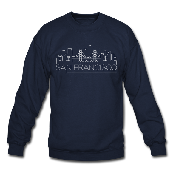 San Francisco, California Sweatshirt - Skyline San Francisco Crewneck Sweatshirt - navy