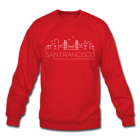San Francisco, California Sweatshirt - Skyline San Francisco Crewneck Sweatshirt - red