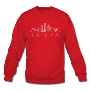 Tampa, Florida Sweatshirt - Skyline Tampa Crewneck Sweatshirt - red