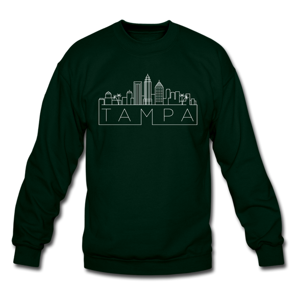 Tampa, Florida Sweatshirt - Skyline Tampa Crewneck Sweatshirt - forest green