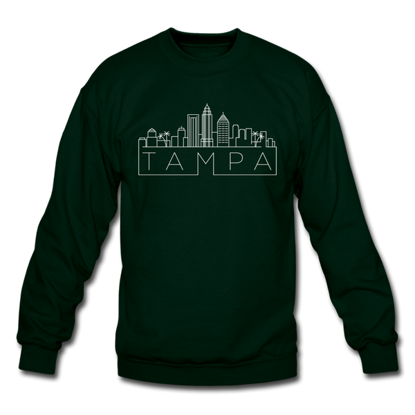 Tampa, Florida Sweatshirt - Skyline Tampa Crewneck Sweatshirt - forest green