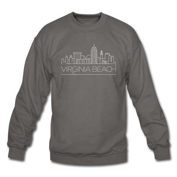 Virginia Beach, Virginia Sweatshirt - Skyline Virginia Beach Crewneck Sweatshirt - asphalt gray