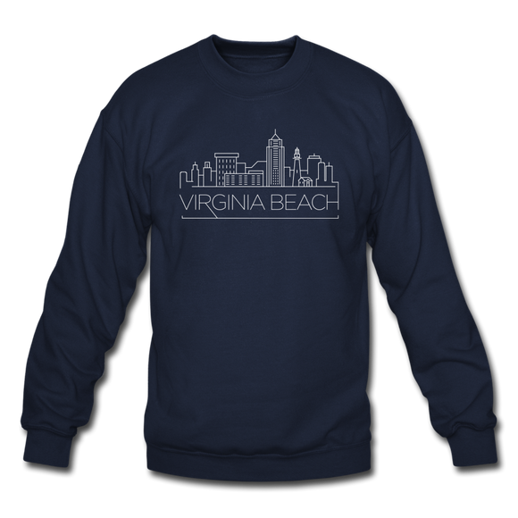 Virginia Beach, Virginia Sweatshirt - Skyline Virginia Beach Crewneck Sweatshirt - navy