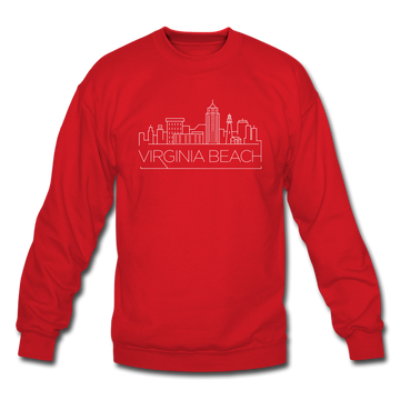 Virginia Beach, Virginia Sweatshirt - Skyline Virginia Beach Crewneck Sweatshirt - red