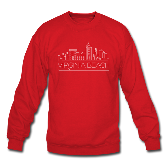 Virginia Beach, Virginia Sweatshirt - Skyline Virginia Beach Crewneck Sweatshirt - red