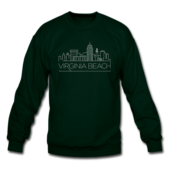 Virginia Beach, Virginia Sweatshirt - Skyline Virginia Beach Crewneck Sweatshirt - forest green