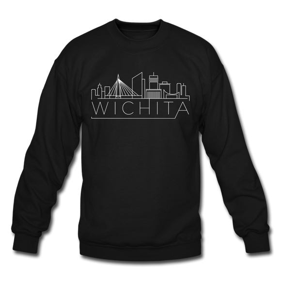 Wichita, Kansas Sweatshirt - Skyline Wichita Crewneck Sweatshirt - black