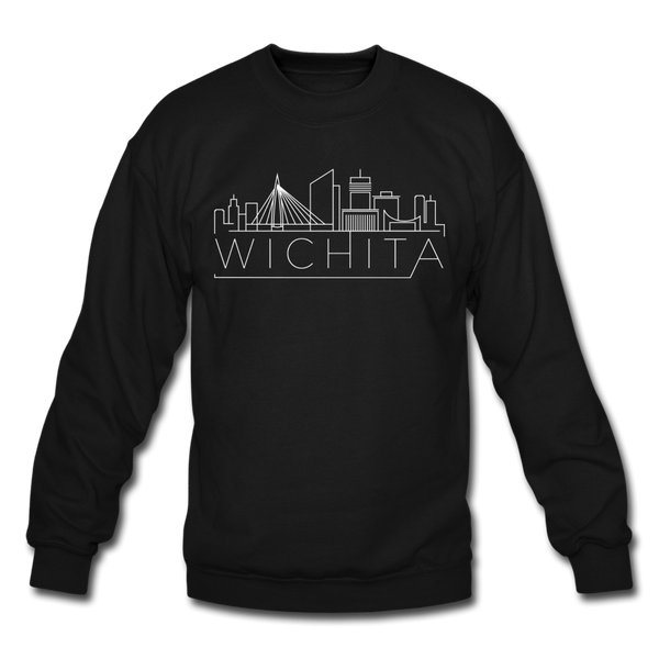 Wichita, Kansas Sweatshirt - Skyline Wichita Crewneck Sweatshirt - black