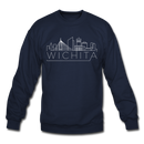 Wichita, Kansas Sweatshirt - Skyline Wichita Crewneck Sweatshirt - navy