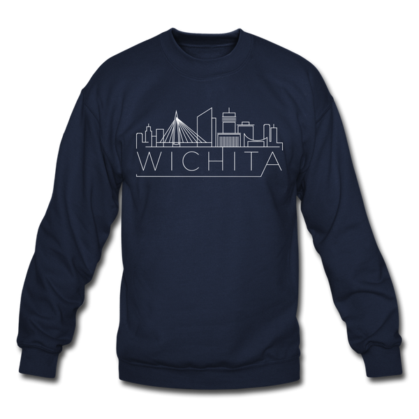 Wichita, Kansas Sweatshirt - Skyline Wichita Crewneck Sweatshirt - navy