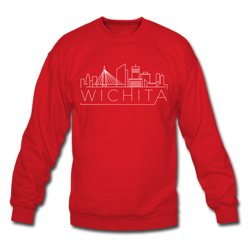 Wichita, Kansas Sweatshirt - Skyline Wichita Crewneck Sweatshirt - red
