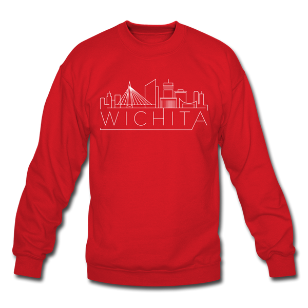 Wichita, Kansas Sweatshirt - Skyline Wichita Crewneck Sweatshirt - red