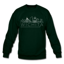 Wichita, Kansas Sweatshirt - Skyline Wichita Crewneck Sweatshirt - forest green