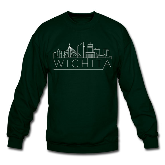 Wichita, Kansas Sweatshirt - Skyline Wichita Crewneck Sweatshirt - forest green