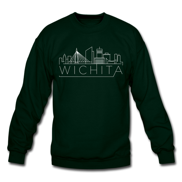 Wichita, Kansas Sweatshirt - Skyline Wichita Crewneck Sweatshirt - forest green