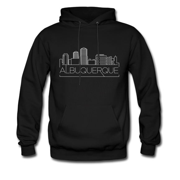 Albuquerque, New Mexico Hoodie - Skyline Albuquerque Crewneck Hooded Sweatshirt - black
