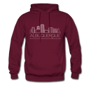 Albuquerque, New Mexico Hoodie - Skyline Albuquerque Crewneck Hooded Sweatshirt - burgundy