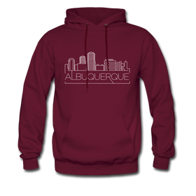 Albuquerque, New Mexico Hoodie - Skyline Albuquerque Crewneck Hooded Sweatshirt - burgundy