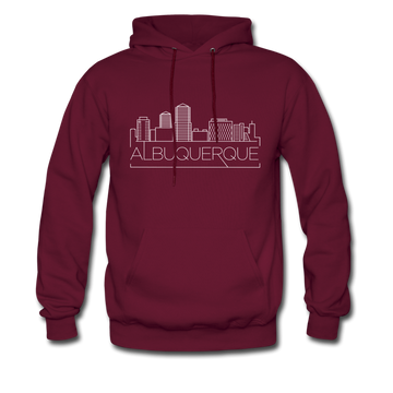 Albuquerque, New Mexico Hoodie - Skyline Albuquerque Crewneck Hooded Sweatshirt - burgundy